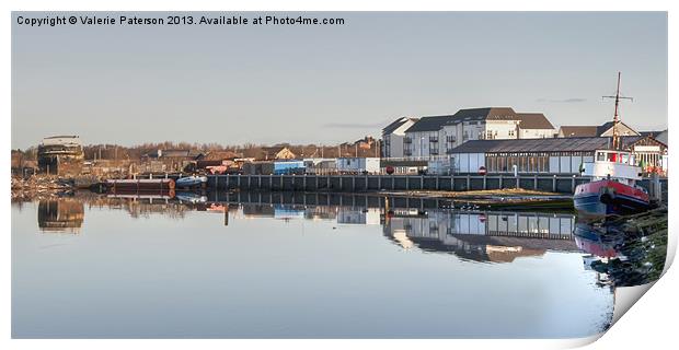 Reflection on Irvine Harbour Print by Valerie Paterson
