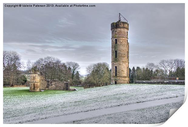 Eglinton Castle In The Snow Print by Valerie Paterson