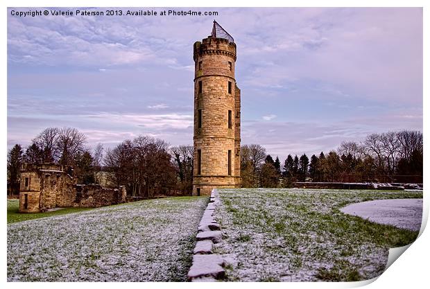Eglinton Tower in Winter Print by Valerie Paterson