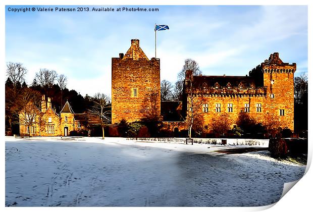 Dean Castle in Winter Print by Valerie Paterson