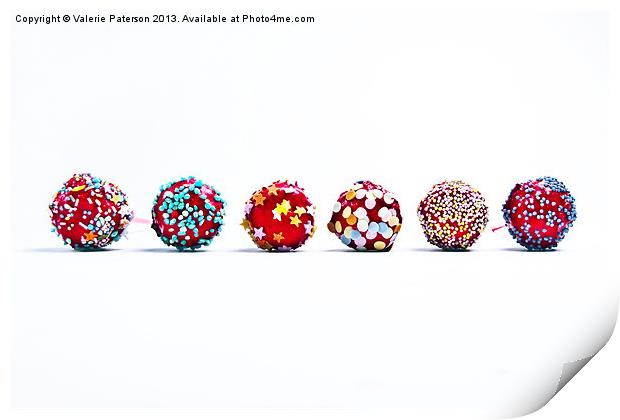 Red Lolly Pop Cakes Print by Valerie Paterson