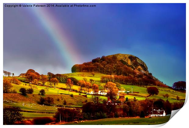 Rainbow Over Loudon Hill Print by Valerie Paterson