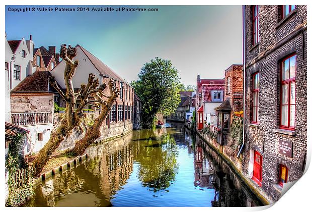 Canal In Brugge Print by Valerie Paterson
