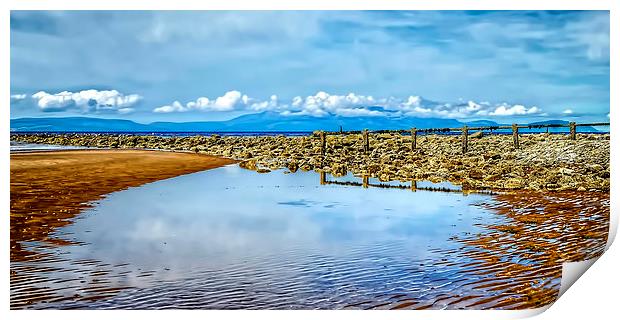 Ayrshire Beach and Arran View Print by Valerie Paterson