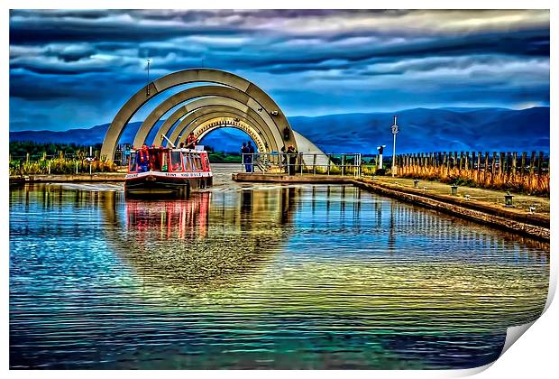 Falkirk Wheel Canal  Print by Valerie Paterson