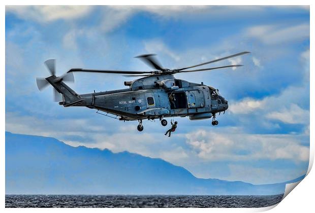 Royal Navy Helicopter Print by Valerie Paterson