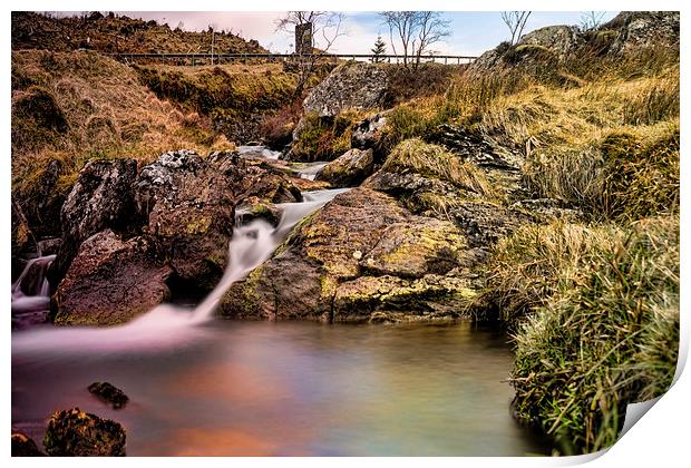 Waterfall at Glen Kinglas  Print by Valerie Paterson