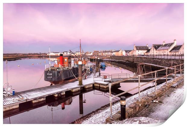 Frosty Irvine Harbour Print by Valerie Paterson