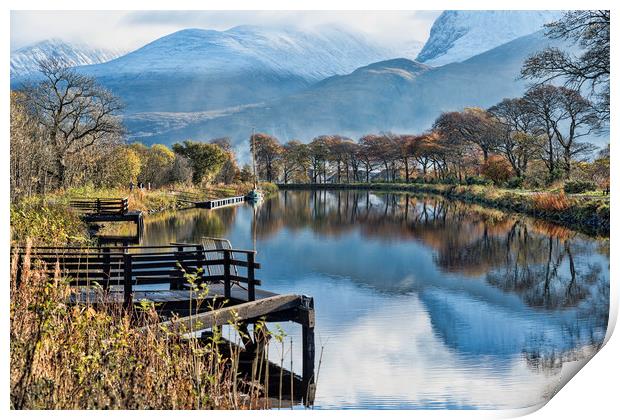 Caledonian Canal and the Nevis Range Print by Valerie Paterson