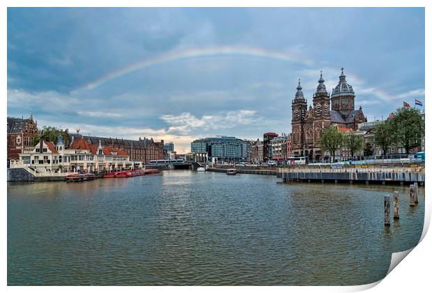 Rainbow over Amsterdam Print by Valerie Paterson