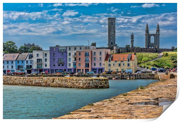 St Andrews Colourful Harbour Print by Valerie Paterson