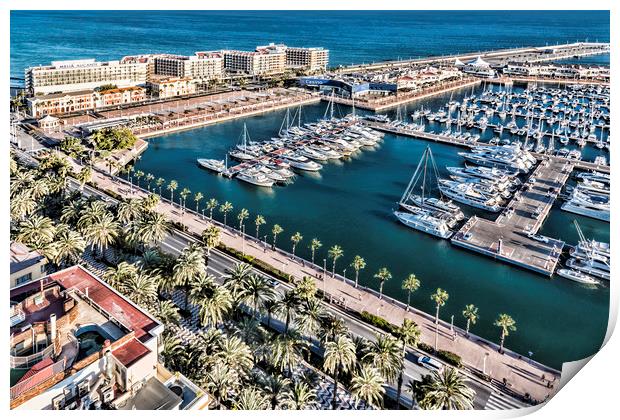 Alicante Marina From Above Print by Valerie Paterson