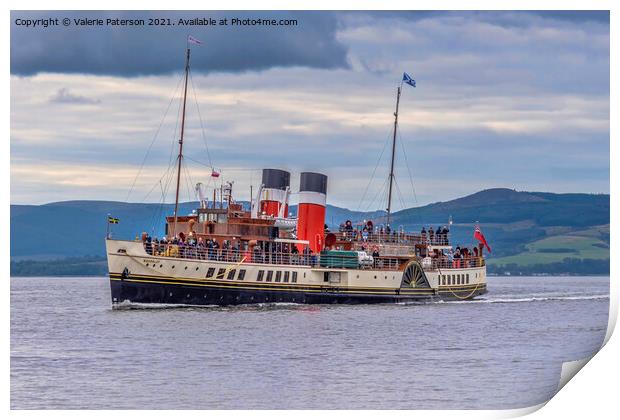 Steaming into Largs Print by Valerie Paterson