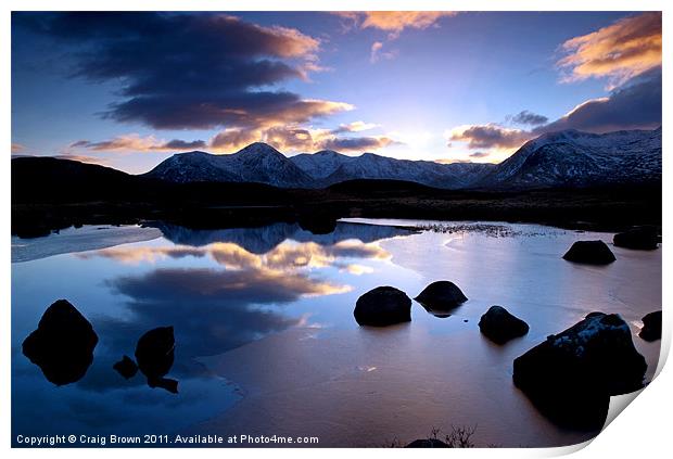 Blackmount sunset Scotland Print by Craig Brown