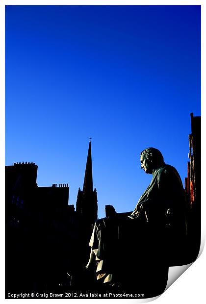 David Hume statue, Edinburgh Print by Craig Brown