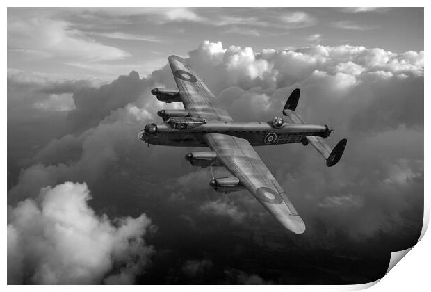 Lancaster PH-D in flight B&W version Print by Gary Eason