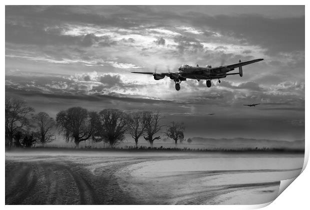 Lancasters morning return, B&W version Print by Gary Eason