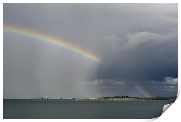 Rain and rainbow looking south Print by Gary Eason