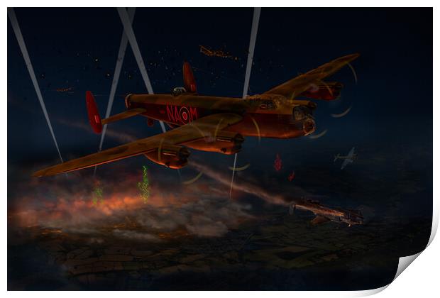 428 Squadron Lancasters in action Print by Gary Eason