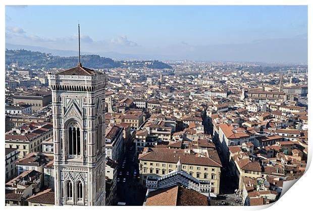 Campanile and rooftops, Florence Print by Gary Eason