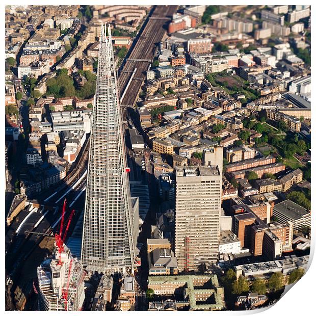 Shard London aerial view Print by Gary Eason