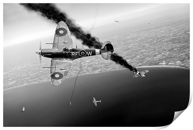Spitfires in Channel dogfight Print by Gary Eason