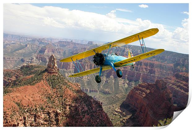 Boeing Stearman at Mount Hayden Grand Canyon Print by Gary Eason