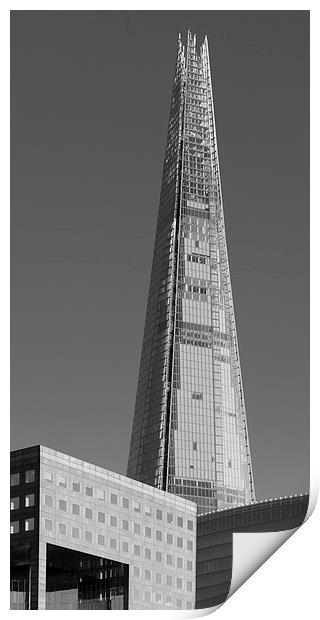 The Shard from the river black and white version Print by Gary Eason