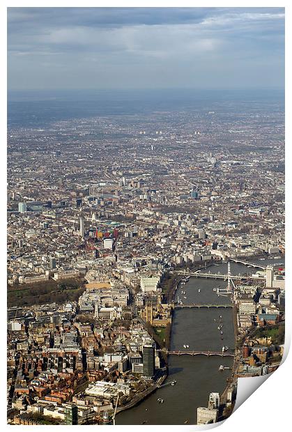 Aerial view of central London Print by Gary Eason