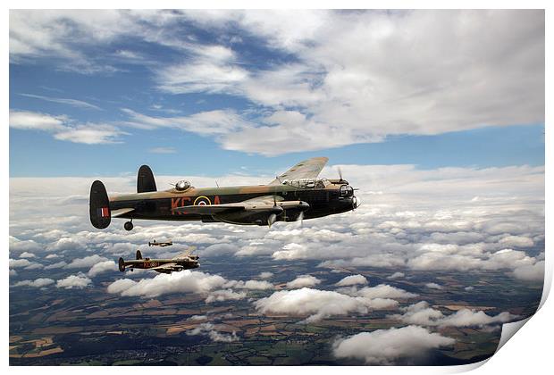 617 Squadron Tallboy Lancasters Print by Gary Eason
