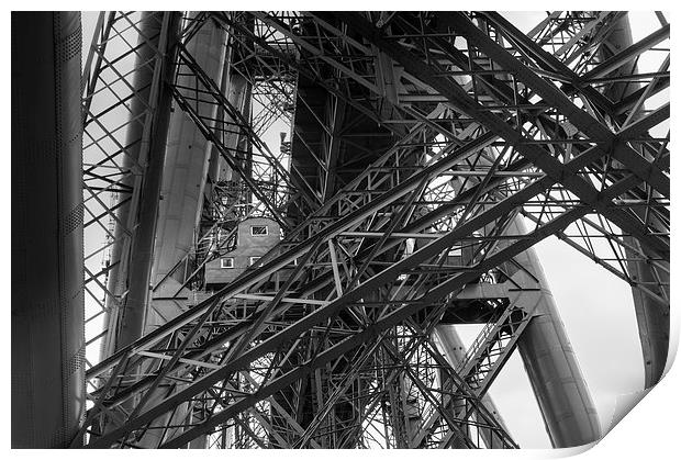 Forth Rail Bridge girders black and white version Print by Gary Eason