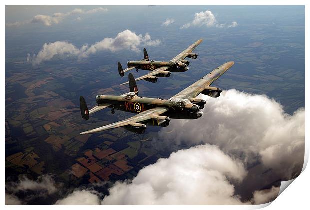 Birds of a feather: two Lancasters Print by Gary Eason