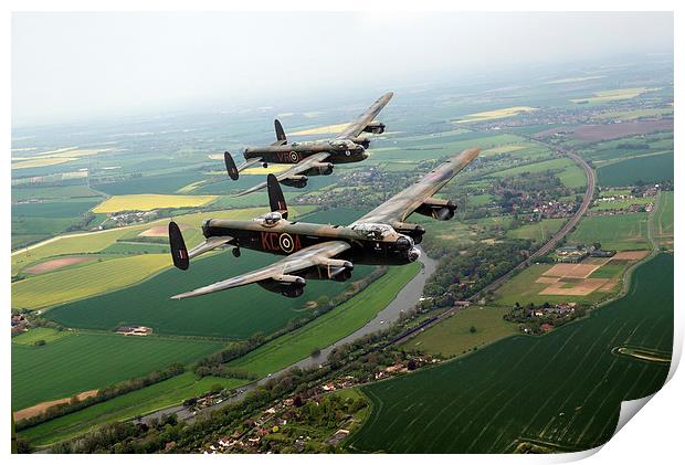 Two Lancasters over the upper Thames Print by Gary Eason
