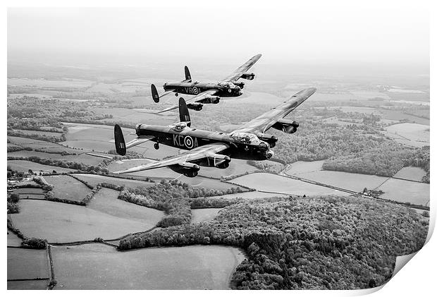 Two Lancs over Bucks black and white version Print by Gary Eason