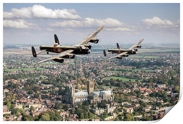 Two Lancasters over Lincoln Cathedral Print by Gary Eason
