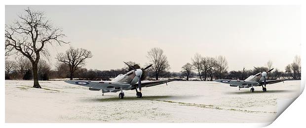 Spitfires in the snow Print by Gary Eason