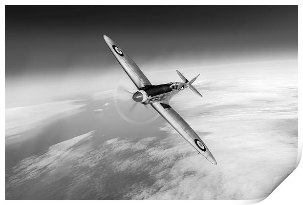 Spitfire PR XIX PS852 black and white version Print by Gary Eason