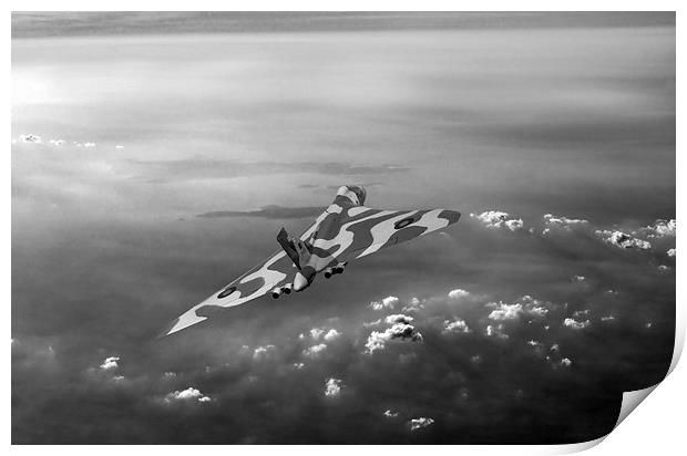 Vulcan over the Channel XH558 black and white vers Print by Gary Eason