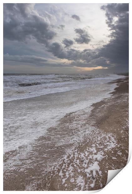 Storm Frank on Suffolk shoreline Print by Gary Eason