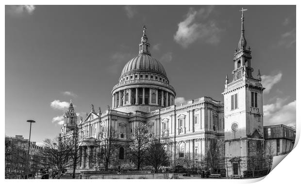 Winter sun St Paul's Cathedral B&W version Print by Gary Eason