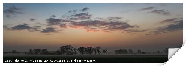 Lincolnshire rural sunset panorama Print by Gary Eason