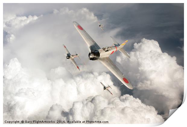 Japanese A6M Zero fighters Print by Gary Eason