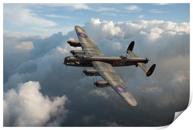 Lancaster W5005 AR-L Leader above clouds Print by Gary Eason