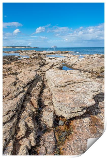 Rocks on Tyninghame Beach Print by Gary Eason