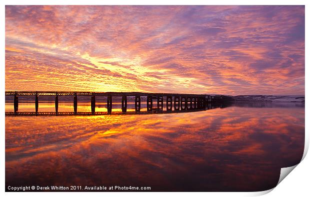 Tay Rail Bridge Dundee, Sunrise. Print by Derek Whitton