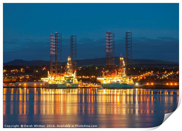 Oil Rigs at Dundee Print by Derek Whitton