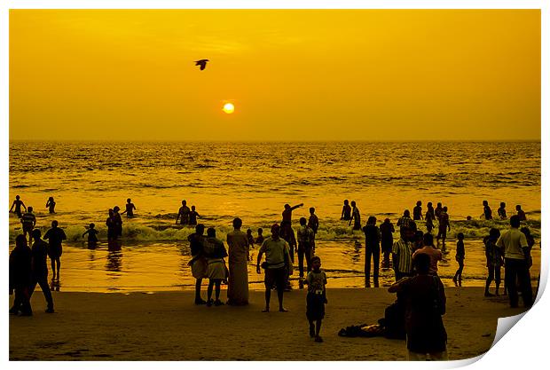 sunset in kovalam2 Print by Hassan Najmy