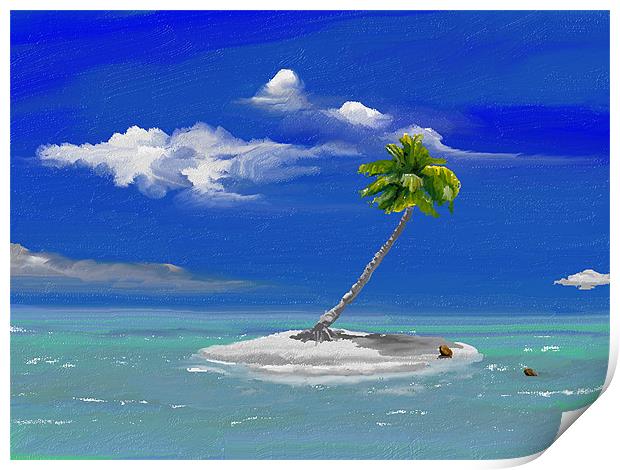 One palm Island Print by Hassan Najmy