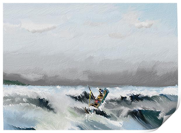 Rough Sea Print by Hassan Najmy