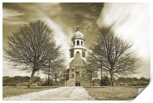 Victorian chapel and trees Print by michelle rook